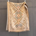 Detail of vintage geometric jacquard pattern with tassel fringe on thick winter scarf - Ginger Yellow