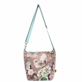Borsa a secchiello vintage jacquard floreale con farfalla e tracolla blu regolabile - Borsa a Tracolla Farfalla Tracolla Blu Chiaro