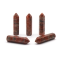 Set di cinque punte di cristallo esagonali in diaspro rosso lucido per meditazione e casa - Diaspro Sesamo