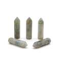 Five natural labradorite crystal pillars in hexagonal point shape with blue flashes - Labradorite