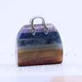 Mini sac à main 30mm en pierres naturelles sept chakras avec sept couches de cristaux - Fermoir Argenté