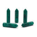 Malachite hexagonal crystal point columns for DIY crafts, set of 5 green stone prisms - Malachite (Synthetic)