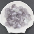 Gray purple cat eye stone mushroom figurines for garden decor in a white shell tray - Off-White