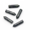 Set of five Kambaba Jasper hexagonal crystal pillars with dark green marble texture - Sparrow Stone
