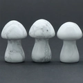 Dreiteiliges Set aus natürlichen Howlith-Steinpilzfiguren mit grauen Adern - Howlith