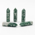 Set of 5 natural green crystal hexagonal column pendants for DIY jewelry making - Qinghai Jade