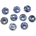 Set of 8 natural blue sodalite eccentric circle pendants with blue and white marbling - Blue Spot Jasper