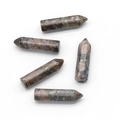 Five pieces of natural spotted stone hexagonal crystal points with mineral textures - Blue Flash / Labradorite