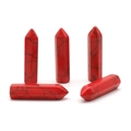 Five red turquoise hexagonal crystal points with black marble veins for DIY jewelry - Synthetic Red Turquoise