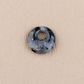 Polished natural grey spotted stone donut pendant for DIY jewelry and earring making - Larvikite