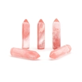 5-piece set of pink natural agate hexagonal crystal points with polished texture - Watermelon Red (Synthetic)