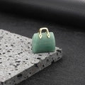Mini green aventurine crystal handbag pendant with premium golden metal handle - Green Aventurine