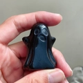 Statuetta fantasma in ossidiana nera lucida per Halloween, piccola pietra naturale - Ossidiana