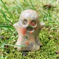 Cute unakite crystal ghost figurine with natural green and pink stone textures - Unakite