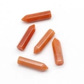 Five hexagonal orange carnelian crystal point pillars for healing and DIY projects - Red Aventurine