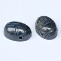 Set of two dark blue natural stone ladybug carvings with a horizontal drilled hole - Blue Sodalite