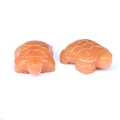 Paar geschnitzte orangefarbene Kristall-Schildkrötenfiguren mit polierter Oberfläche - Roter Aventurin