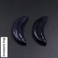 Paire de cristaux de pierre de soleil bleue en croissant avec effet étoilé - Pierre de Sable Bleue