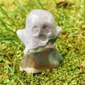 Polished ocean jasper ghost figurine with natural wave patterns for Halloween decor - India Agate