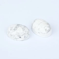 Carved white howlite scarab beads with grey marble veins for jewelry making - Howlite