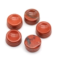 Five red jasper round crystal ball bases with natural stone textures and decorative grooves - Red Jasper