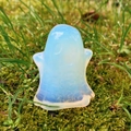 Halloween ghost figurine hand-carved from translucent opalite gemstone for home decor - Synthetic Opal