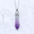 Sechseckige Amethyst Kristall Halskette mit silberner Kappe und filigranem Muster - Amethyst
