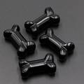 Set de 4 mini huesos de ágata de cristal negro pulido para manualidades y decoraciones DIY - Obsidiana