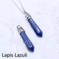 Lapis-Lazuli-Halskette mit Silberkette und filigraner Metallkappe am Edelstein-Anhänger - Lapislazuli