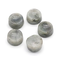 Polished natural labradorite ear plugs with smooth cylindrical shape and grey-green tones - Labradorite