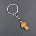 Polished orange tiger eye stone mushroom keychain with silver metal ring and chain - Topaz