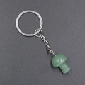 Green mushroom gemstone keychain with natural crystal pendant and silver keyring - Green Aventurine