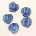 Set of five 30mm heart-shaped blue sodalite natural crystal massage stones on a white background - Blue Aventurine