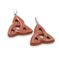 Coppia di ciondoli Triquetra nodo celtico in pietra del sole rosso-marrone - Pietra del Sole (Sintetico)