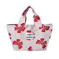 French style handbag with red bow pattern and top handle for elegant girls - Pink Background Red Bowknot
