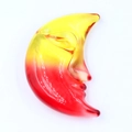 Luna de cristal de 3 pulgadas tallada con cara y degradado de amarillo a rojo - Estilo Degradado Rojo-Naranja