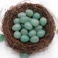 Green aventurine quartz egg stones in a bird nest, polished natural crystal finish - Green Aventurine (1pc)