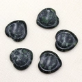 Set of 5 heart-shaped Kambaba Jasper thumb stones with green and black patterns - Sparrow Stone
