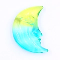 Estatua de luna creciente de cristal de 3 pulgadas con cara de doble cara en verde - Estilo Degradado Amarillo Verde