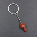 Goldstone mushroom keychain with sparkling brown stone and silver metal ring - Synthetic Goldstone