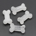 Four white natural crystal agate mini bone-shaped carvings with smooth polished finish - White Crystal