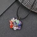 Handmade Tree of Life wire wrapped heart pendant with multicolor natural crystal stones - Amethyst