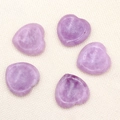 Five polished 30mm purple natural crystal heart-shaped worry stones with unique textures - Phosphosiderite