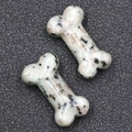 Polished natural dalmatian jasper stone bone miniature carvings in black and white - Tianshan Blue