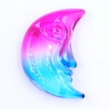 Adorno de luna de 3 pulgadas con degradado rosa y azul y acabado galvanizado - Estilo Degradado Rosa Azul
