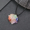 Handmade Tree of Life pendant featuring rose quartz and colorful stones on a black cord - Rose Quartz