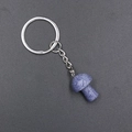 Purple crystal mushroom keychain with a polished finish and durable silver metal ring - Blue Aventurine
