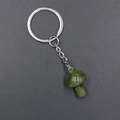 Green natural crystal mushroom keychain with tiger eye and quartz stone texture - Southern Jade