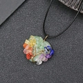 Heart shaped Tree of Life pendant with multicolor chakra stones and golden wire wrap - Green Aventurine
