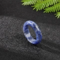 Polished natural blue sodalite ring featuring unique white marbled stone patterns - Blue Sodalite
